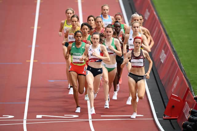 Laura Muir participates in heat one of the 1500m at the Tokyo 2020 Olympics