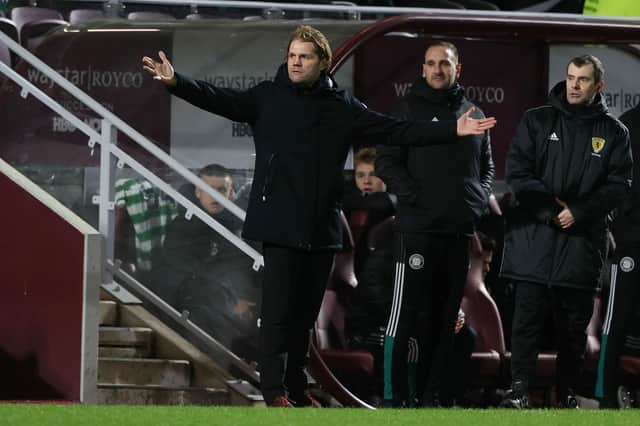 Hearts manager Robbie Neilson shows his frustration during the 2-1 defeat to Celtic at Tynecastle Park. (Photo by Craig Williamson / SNS Group)