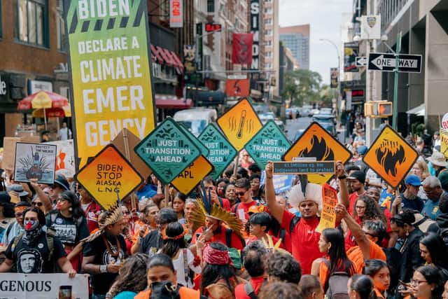 Around 75,000 environmental protesters took to the streets of New York as Climate Week got underway in the city, calling for action to combat global warming. Picture: Raul de Lima