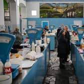 Customers at the central market in Chisinau, earlier this year. The country is suffering blackouts as a result of Russian attacks on Ukrainian infrastructure.