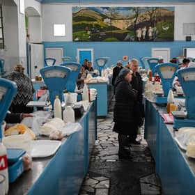 Customers at the central market in Chisinau, earlier this year. The country is suffering blackouts as a result of Russian attacks on Ukrainian infrastructure.