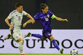 Billy Gilmour tries to get to grips with Luka Modric as Scotland fell to their latest defeat, this time against Croatia on Saturday (Photo by Srdjan Stevanovic/Getty Images)