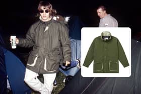 Keela's Falkland Parka ‘95 (inset) as worn by Liam Gallagher at Glastonbury in 1995. (Pic: Martyn Goodacre/Getty Images)
