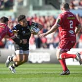 Sione Tuipulotu on the attack against Scarlets during Glasgow Warriors' European Challenge Cup semi-final win in Wales. (Photo by Ashley Crowden/INPHO/Shutterstock)