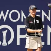 Charley Hull prepares to tee off on the first hole during the final round of the AIG Women's Open at Walton Heath. Picture: Oisin Keniry/R&A/R&A via Getty Images.