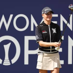 Charley Hull prepares to tee off on the first hole during the final round of the AIG Women's Open at Walton Heath. Picture: Oisin Keniry/R&A/R&A via Getty Images.