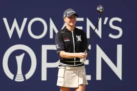 Charley Hull prepares to tee off on the first hole during the final round of the AIG Women's Open at Walton Heath. Picture: Oisin Keniry/R&A/R&A via Getty Images.