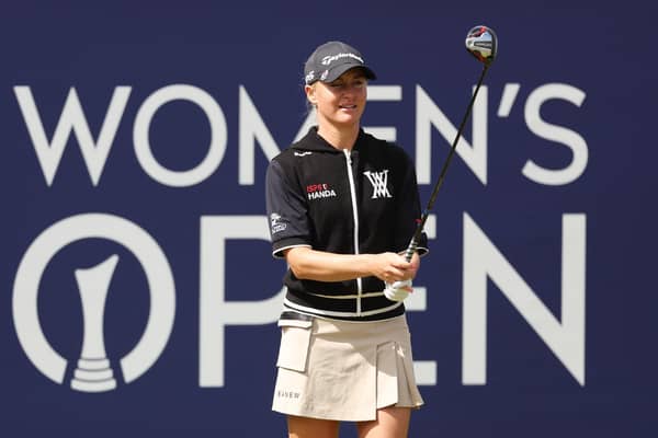 Charley Hull prepares to tee off on the first hole during the final round of the AIG Women's Open at Walton Heath. Picture: Oisin Keniry/R&A/R&A via Getty Images.