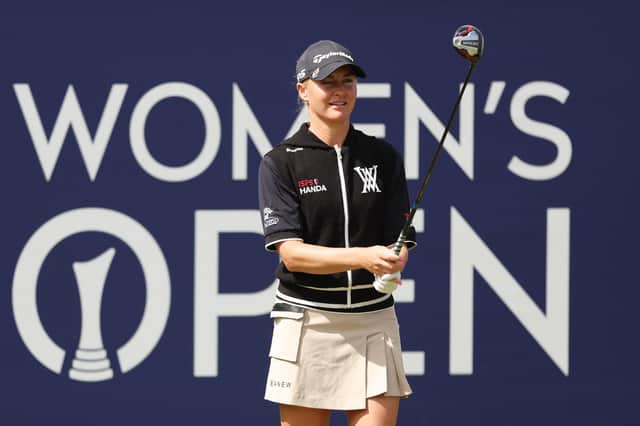 Charley Hull prepares to tee off on the first hole during the final round of the AIG Women's Open at Walton Heath. Picture: Oisin Keniry/R&A/R&A via Getty Images.