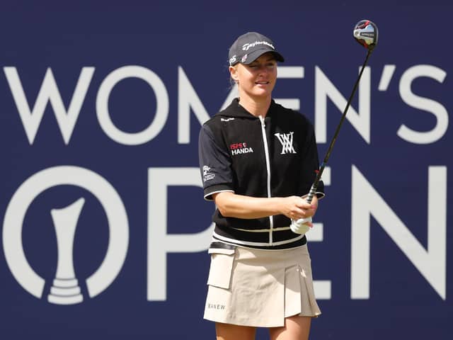 Charley Hull prepares to tee off on the first hole during the final round of the AIG Women's Open at Walton Heath. Picture: Oisin Keniry/R&A/R&A via Getty Images.