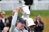 Matt Fitzpatrick celebrates with trophy after winning the 122nd US Open at Brookline. Picture: Andrew Redington/Getty Images.