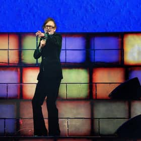 Jarvis Cocker of Pulp performing on stage at Finsbury Park in London. Picture: PA