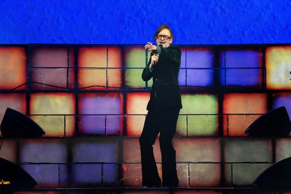 Jarvis Cocker of Pulp performing on stage at Finsbury Park in London. Picture: PA