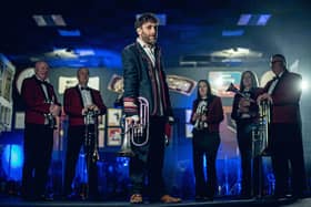 Martin Green with members of Whitburn Band. PIC: Sandy Butler