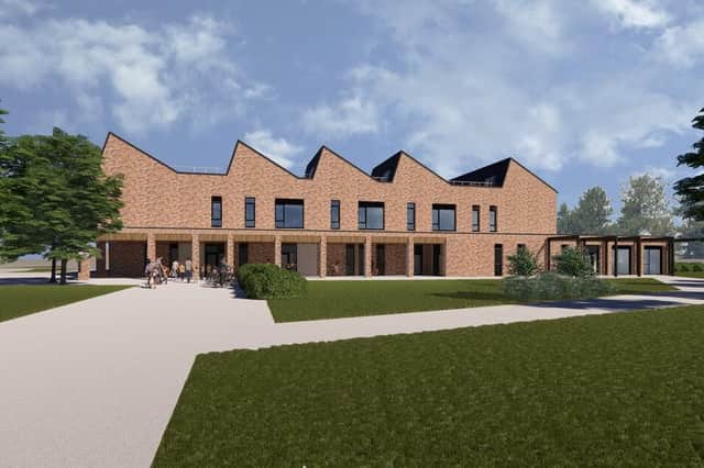 A computer-generated view of the entrance to the new primary school at Craighall, East Lothian.