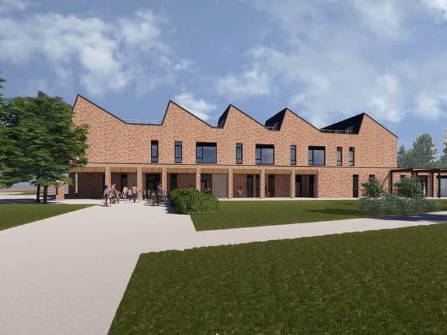 A computer-generated view of the entrance to the new primary school at Craighall, East Lothian.