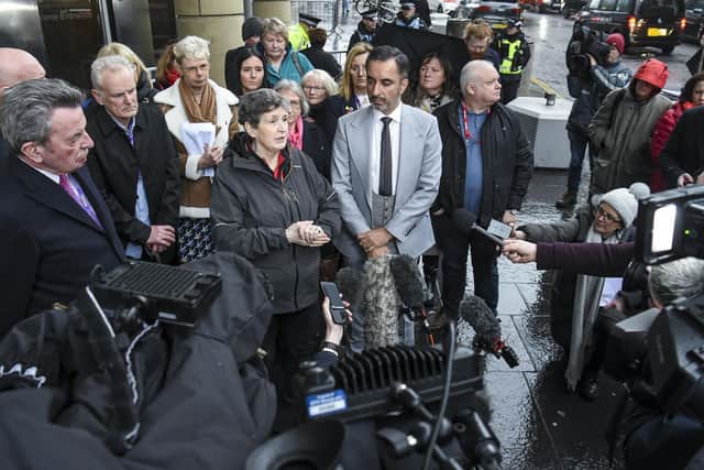 Members of the group outside the Inquiry on Wednesday. Picture Lisa Ferguson