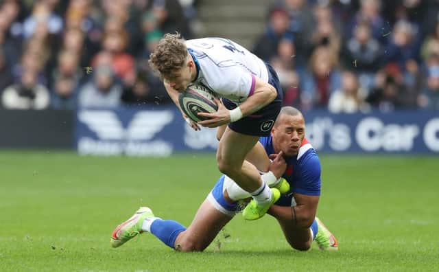 Darcy Graham was brave for the Scots but couldn't get a run with the ball
