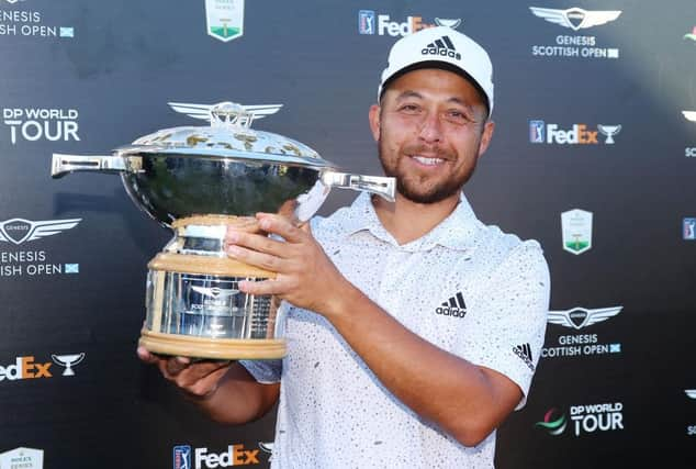 Xander Schauffele poses with the Genesis Scottish Open Trophy after his win at The Renaissance Club last summer. Picture: Andrew Redington/Getty Images.