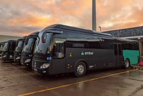 Coaches parked at the venture's Dundee hub.