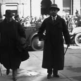 Winston Churchill, left, with General Nevil Macready, at Braham Castle, Inverness, for a Cabinet meeting in 1921 (Picture: Topical Press Agency/Getty Images)