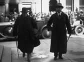 Winston Churchill, left, with General Nevil Macready, at Braham Castle, Inverness, for a Cabinet meeting in 1921 (Picture: Topical Press Agency/Getty Images)