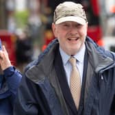 Former subpostmaster and lead campaigner Alan Bates, accompanied by his wife Suzanne Sercombe, arrives at Aldwych House in central London. Picture: Stefan Rousseau/PA Wire