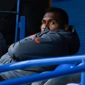 Alfredo Morelos is on the bench as he was during a Scottish Premiership match between Rangers and Livingston (Photo by Rob Casey / SNS Group)