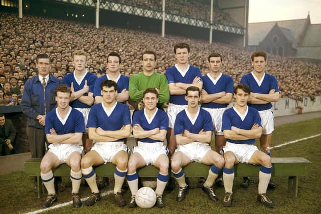 Gabriel, second from left in the back row, pictured with his Everton team-mates shortly after joining from Dundee
