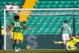 Preston's Ben Whiteman sends his penalty past Scott Bain to condemn Celtic to a pre-season friendly defeat at Celtic Park. (Photo by Craig Williamson / SNS Group)
