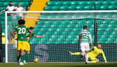 Preston's Ben Whiteman sends his penalty past Scott Bain to condemn Celtic to a pre-season friendly defeat at Celtic Park. (Photo by Craig Williamson / SNS Group)