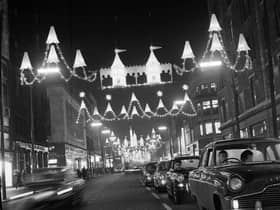 Glasgow Christmas lights in the city centre in 1966.
