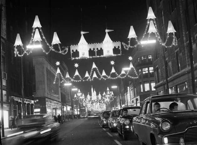 Glasgow Christmas lights in the city centre in 1966.