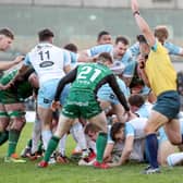 Glasgow's Johnny Matthews scores a try in the win over Connacht. Photo by Bryan Keane/INPHO/Shutterstock (12781108bo)