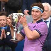 Scotland captain Jamie Ritchie receives the Cuttitta Cup from Princess Anne after the Six Nations Rugby match between Scotland and Italy at Murrayfield in March. (Picture: Stu Forster/Getty Images)