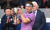 Scotland captain Jamie Ritchie receives the Cuttitta Cup from Princess Anne after the Six Nations Rugby match between Scotland and Italy at Murrayfield in March. (Picture: Stu Forster/Getty Images)