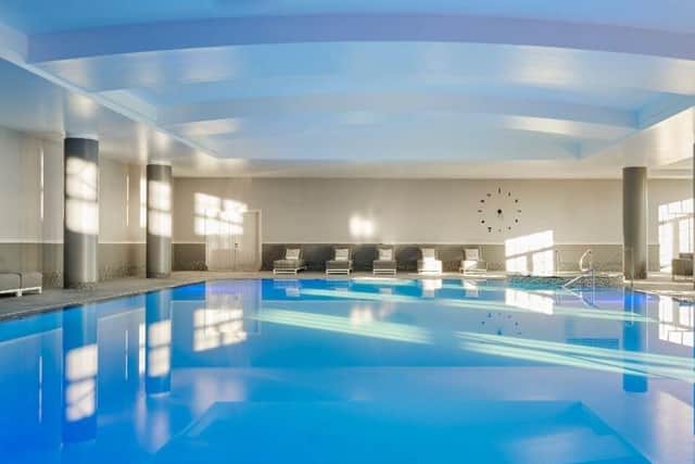 The swimming pool has plenty of room for family swimming and lanes in which to swim lengths.