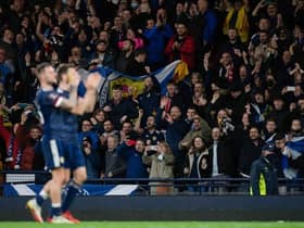 Scotland players applaud the fans at full time during a FIFA World Cup Qualifier between Scotland and Denmark. Future games will be streamed on a new service from 2024. (Photo by Craig Foy / SNS Group)