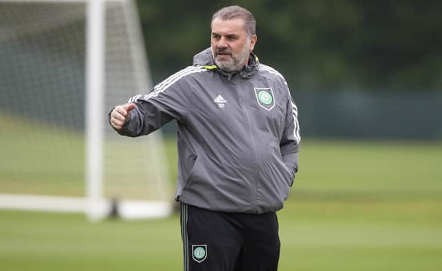 Ange Postecoglou took Celtic training on Thursday as speculation swirled over a move to Tottenham. (Photo by Craig Williamson / SNS Group)