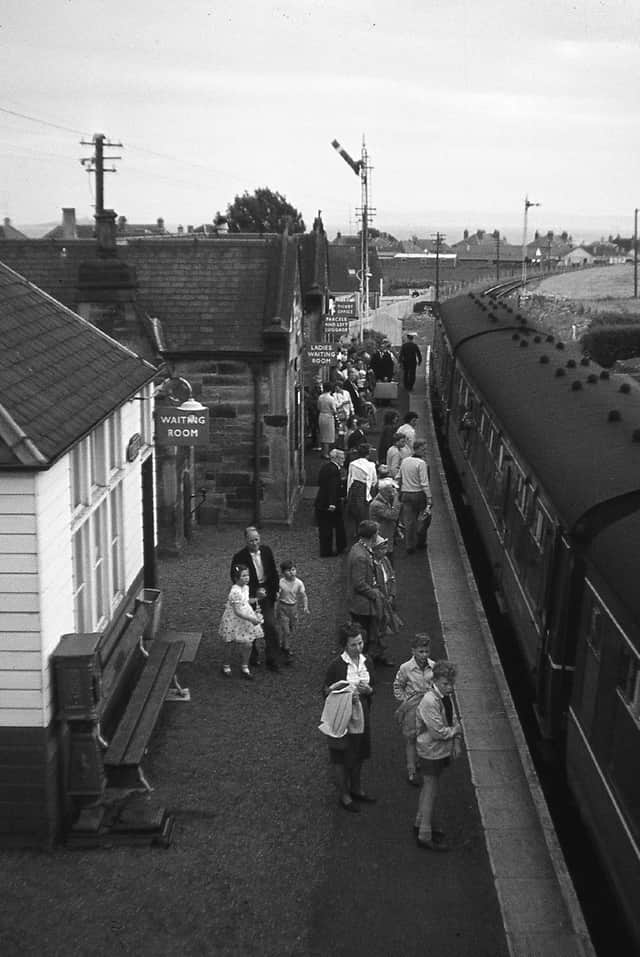 Passengers about to board a St Andrews-Edinburgh train at Crail station in 1964. Picture: Frank Spaven