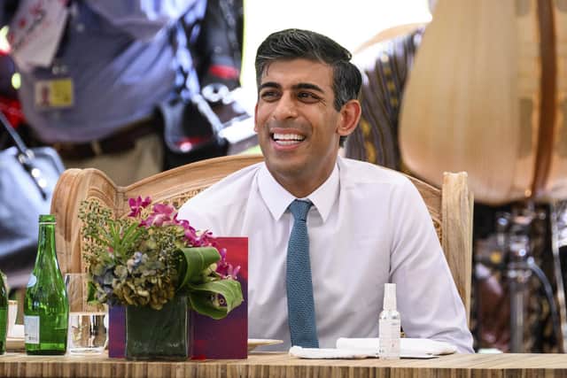Rishi Sunak said “countries should not invade their neighbours” as he condemned Russia’s invasion of Ukraine at the G20 summit in Bali. (Leon Neal/Pool Photo via AP)