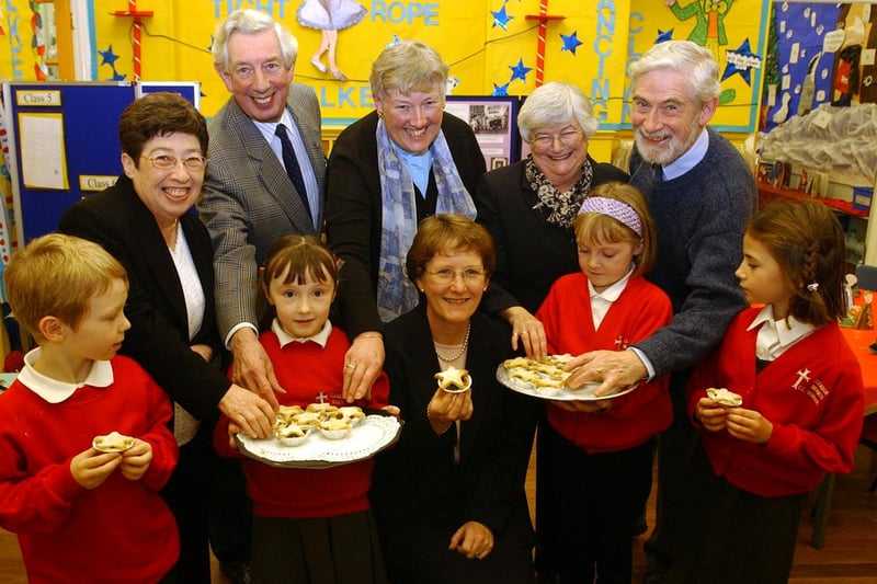 Jane Beckett, head teacher at Cleadon Infants CofE School was sharing a mince pie in this 2003 photo. Can you tell us more?
