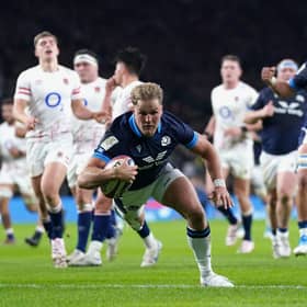 Scotland's Duhan van der Merwe scored two tries in the 29-23 win over England.