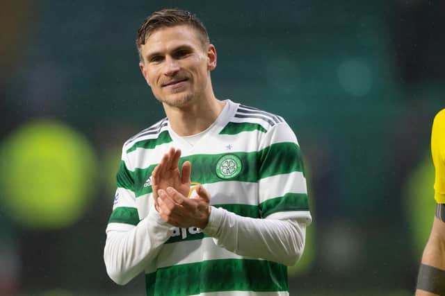 Celtic's Carl Starfelt is all smiles after helping his side keeping a clean sheet in the 4-0 win over Aberdeen. (Photo by Paul Devlin / SNS Group)