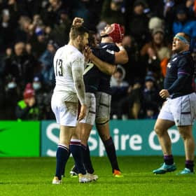 Scotland celebrate a famous win over England.