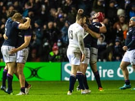 Scotland celebrate a famous win over England.