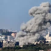 This picture taken from Israel's southern city of Sderot shows smoke billowing over the northern Gaza Strip during Israeli bombardment. Picture: Jack Guez/AFP via Getty Images