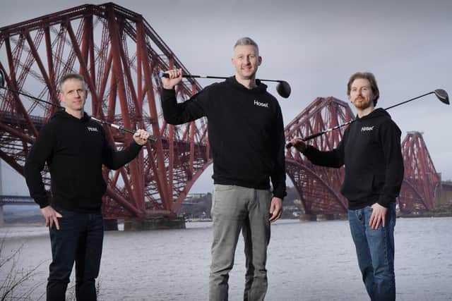 Left to right are Charles Harley, Andrew McGinley, and Duncan Blair of Hosel. Picture by Stewart Attwood