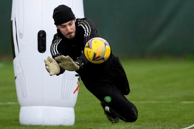 Vasilis Barkas during a Celtic training session last week.