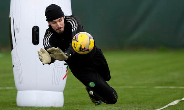 Vasilis Barkas during a Celtic training session last week.